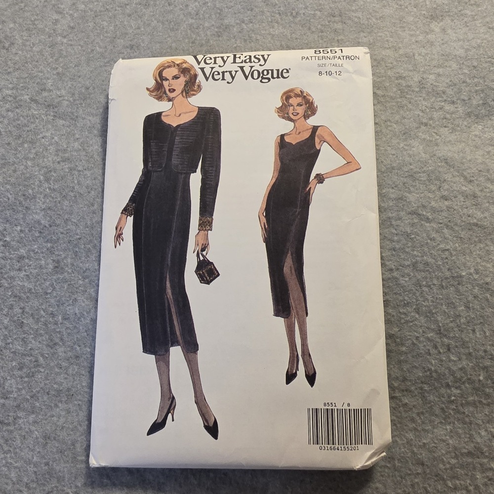Vogue Very Easy Very Vogue Women's Dress Sewing Pattern Sz 8-10-12 8551
